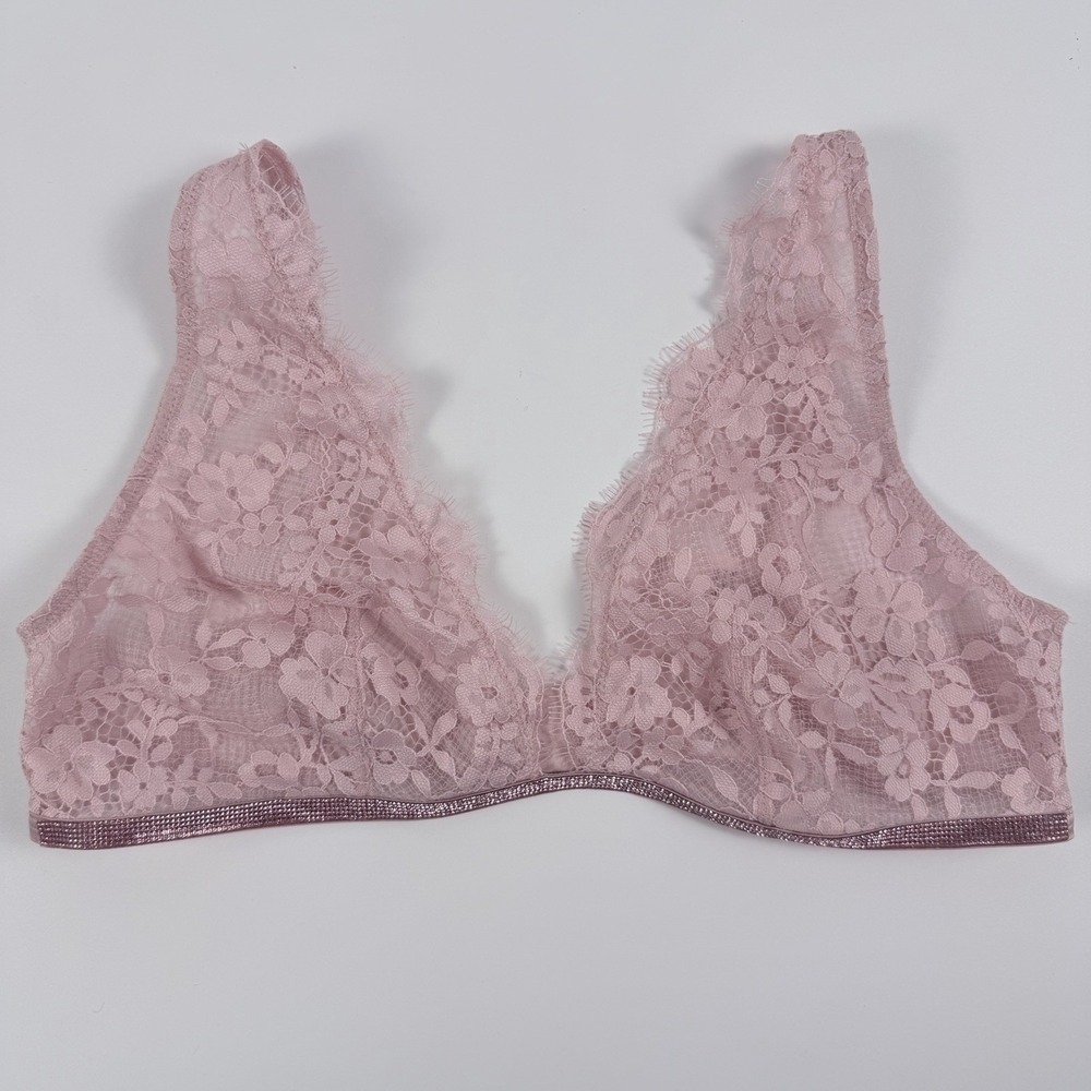 Victoria's Secret Dream Angels Twinkle Lace Sheer Triangle Bralette Pink M NWT